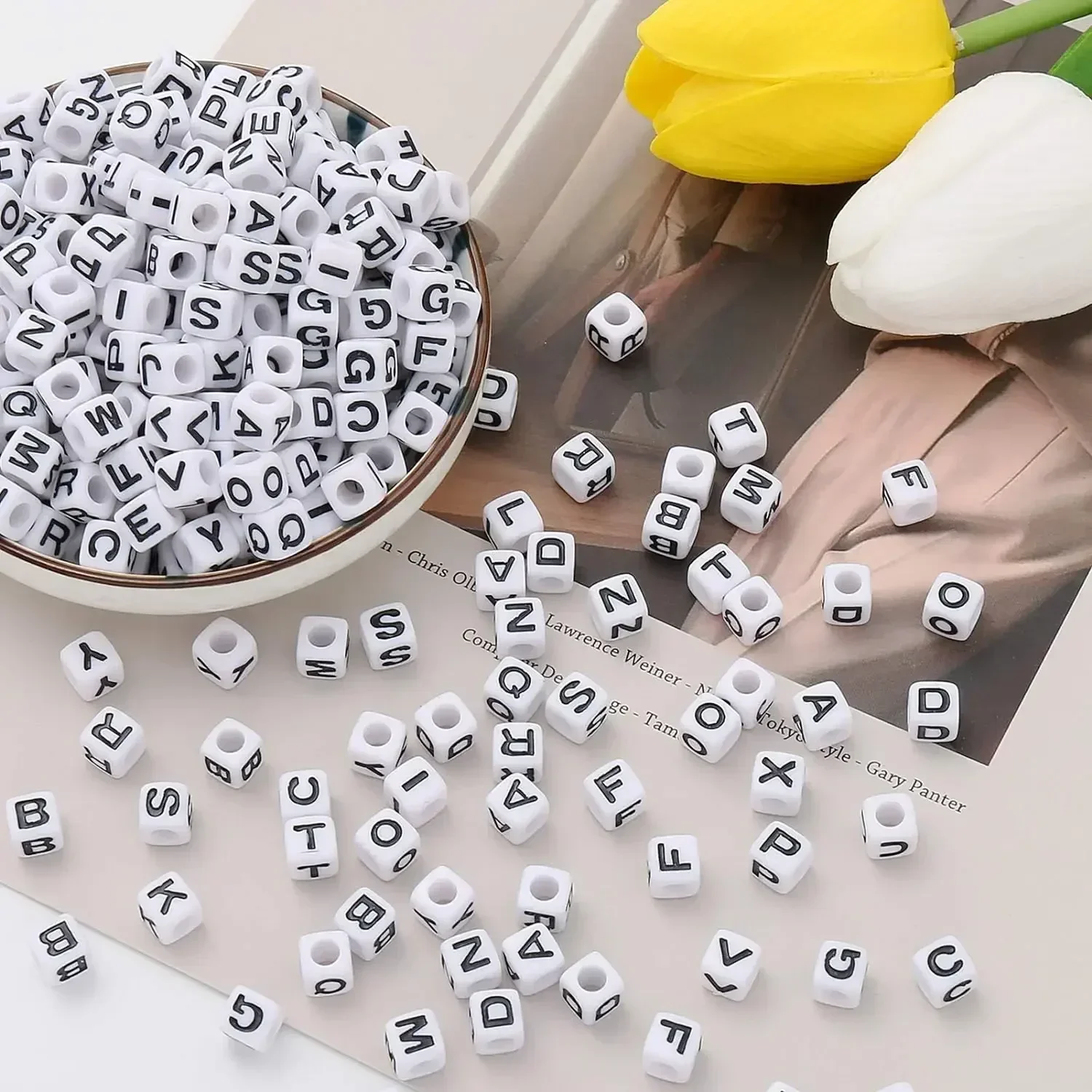 100/200/300/500PCS Acrylic Letter Beads Random Mixed Cube Alphabet Loose Beads For DIY Children's Jewelry Making Crafts 6x6mm image 4