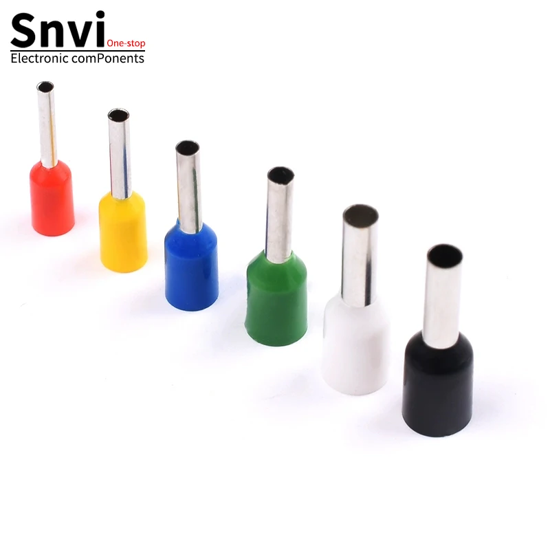 Snvi 50pcs/lot Europe Style Pin Terminal VE0508 7508 1008 1508 2508 Tube Type Wire Line Cable Connector Blue Black Yellow Red