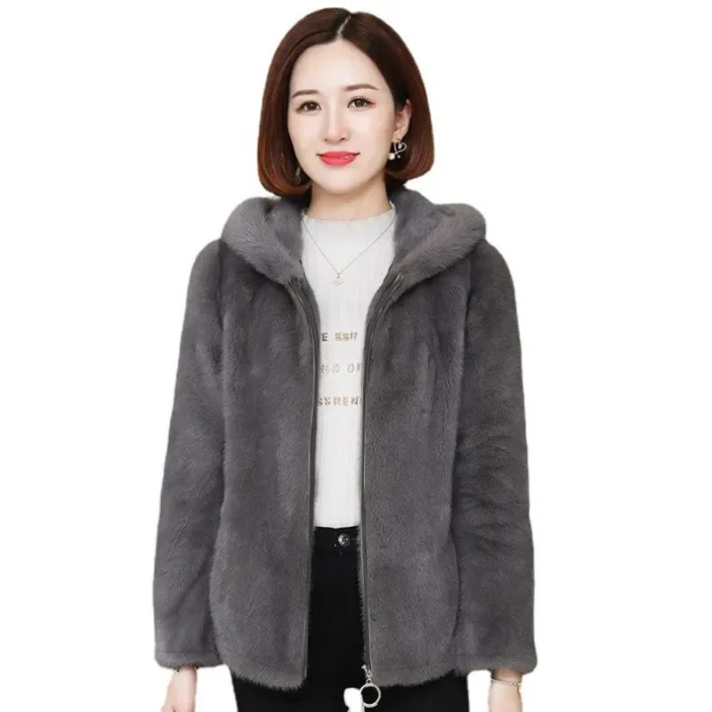 New Plush Thickened Hoodies Double-sided Coral Velvet Winter Loose Hooded Warm Sweatshirts for Women\'s Zippered Lamb Wool Jacket