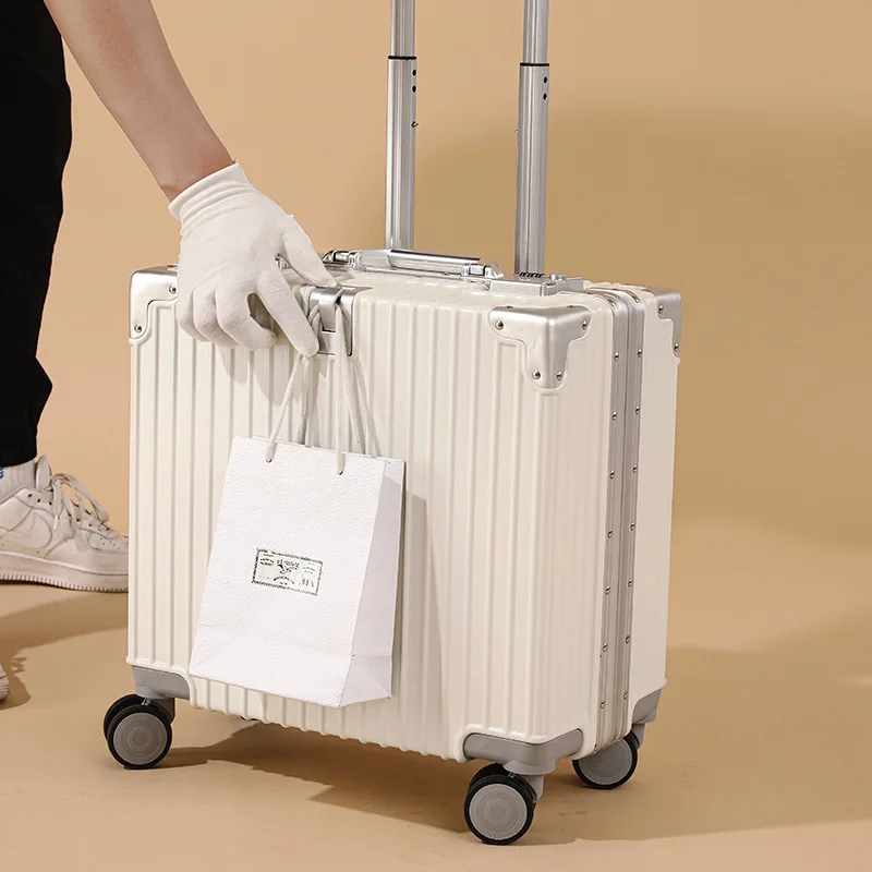 Maleta con estructura de aluminio, con cerradura con contraseña, ruedas giratorias para viaje, caja de equipaje de gran capacidad, permitida para subir al avión