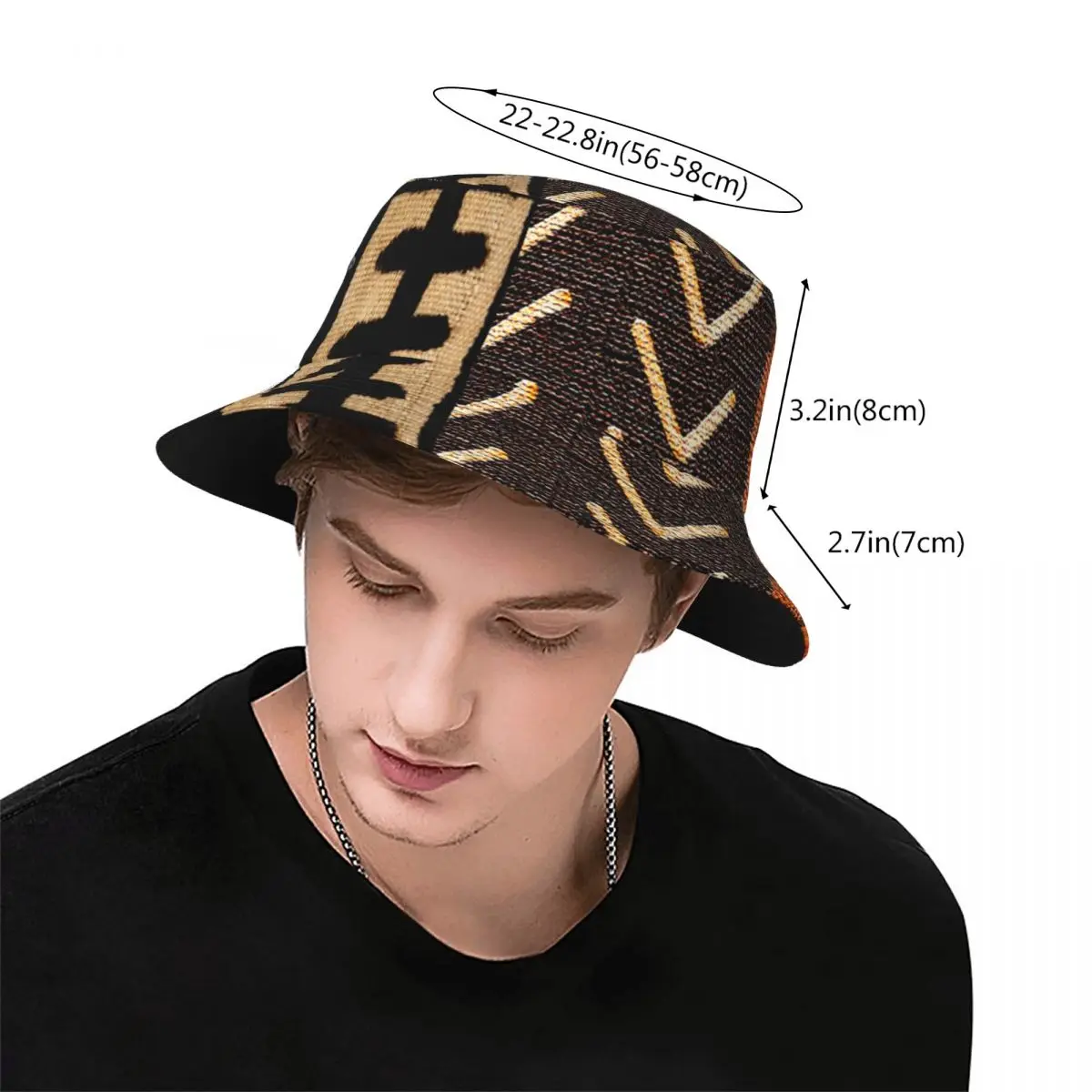 African Mud Cloth Bucket Hat for Women Vocation Ancient Sun Hat Street Lightweight for Hiking Fisherman Cap Bob