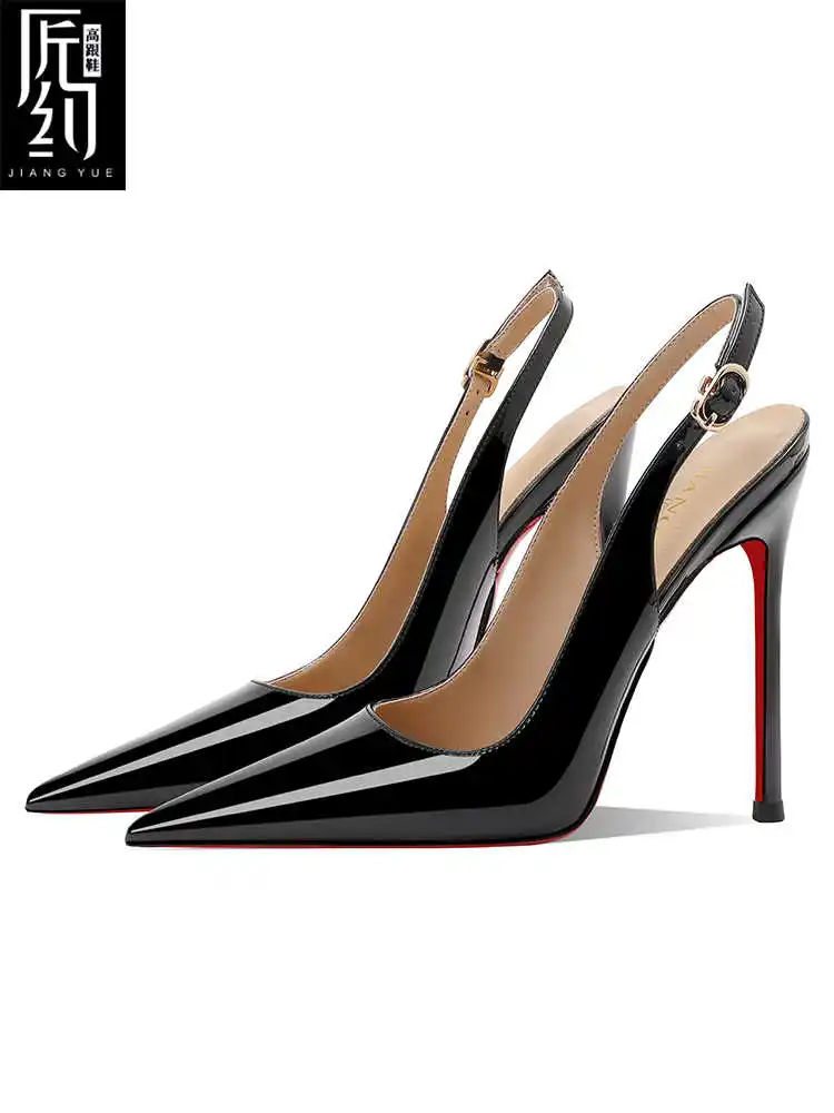 Sandali con tacco da donna Fondo rosso lucido Colore nudo Marchio di lusso Hollow 2025 Tacchi alti eleganti Slingback sexy Scarpe da donna Wome