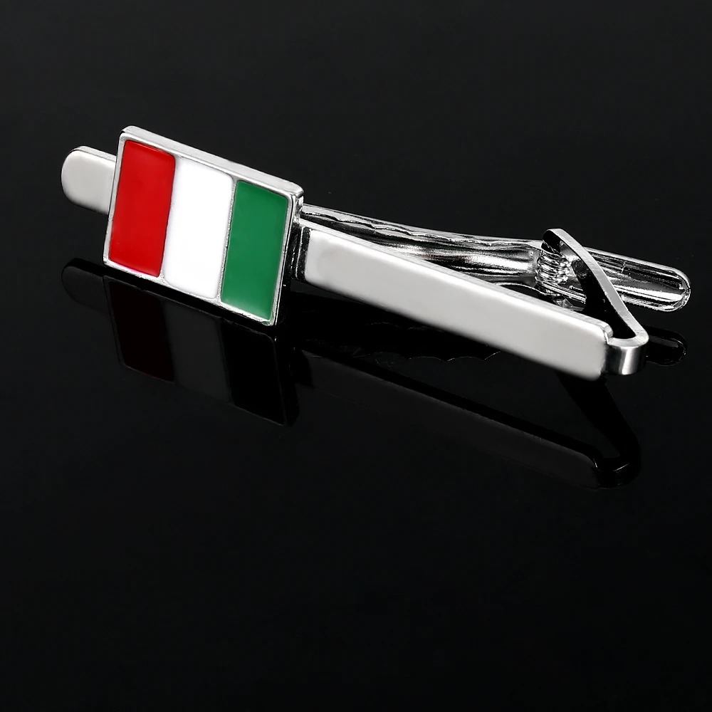Flag of Italy Cufflinks&Tie Clip Set Red White Green Bandiera d\'Italia Sleeve Button Jewerly Accessories