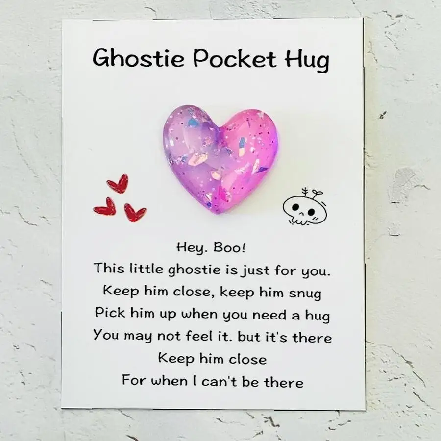 1/5/10/20/50/100pcs  Acrylic Resin Cute Heart Dog Pocket Hugs, Mini Decorative Animal Encouragement Cards for Family, Friends, a
