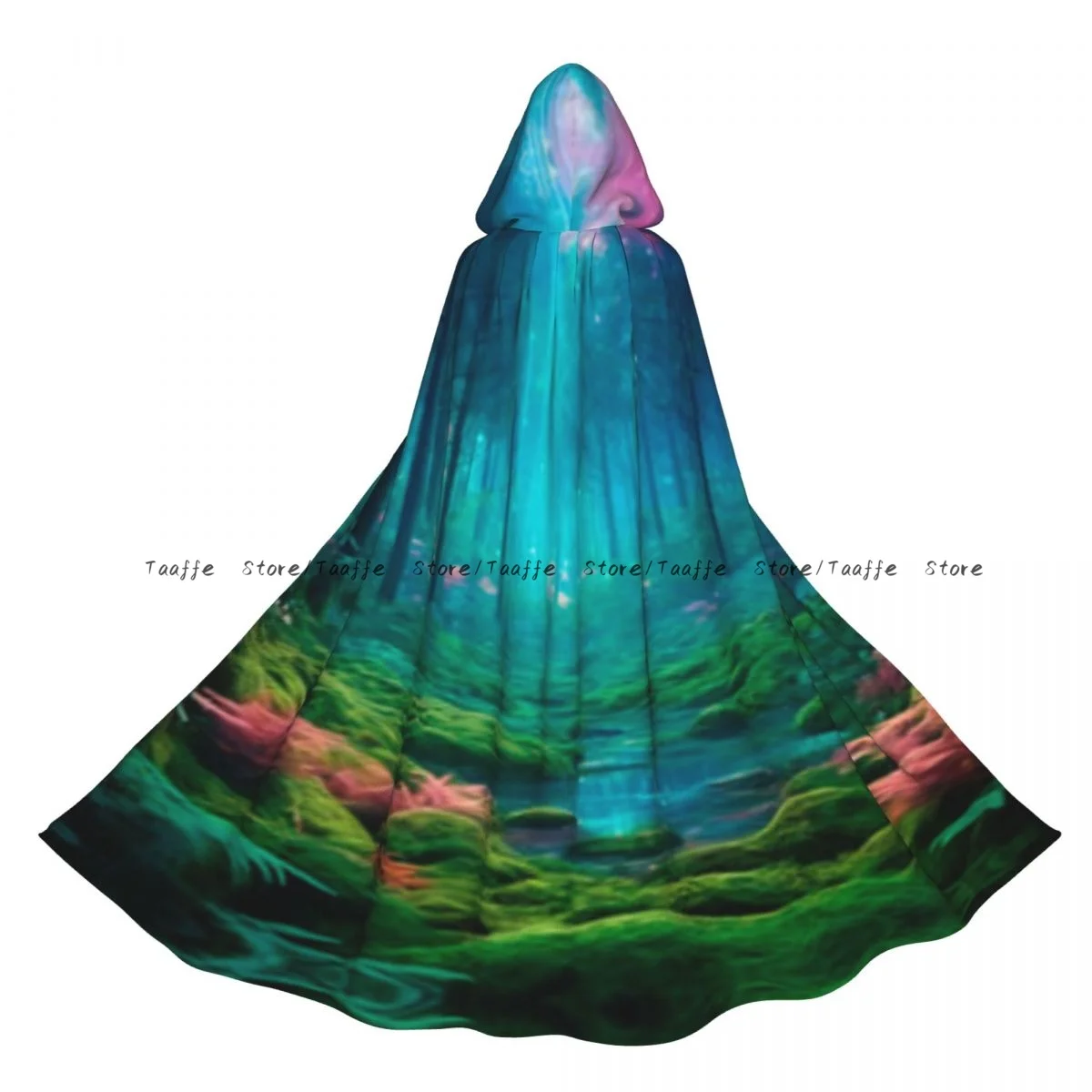 

Средневековый плащ для косплея на Хэллоуин, пальто с капюшоном, пейзаж с лесной накидкой, длинный плащ, плащ волшебника