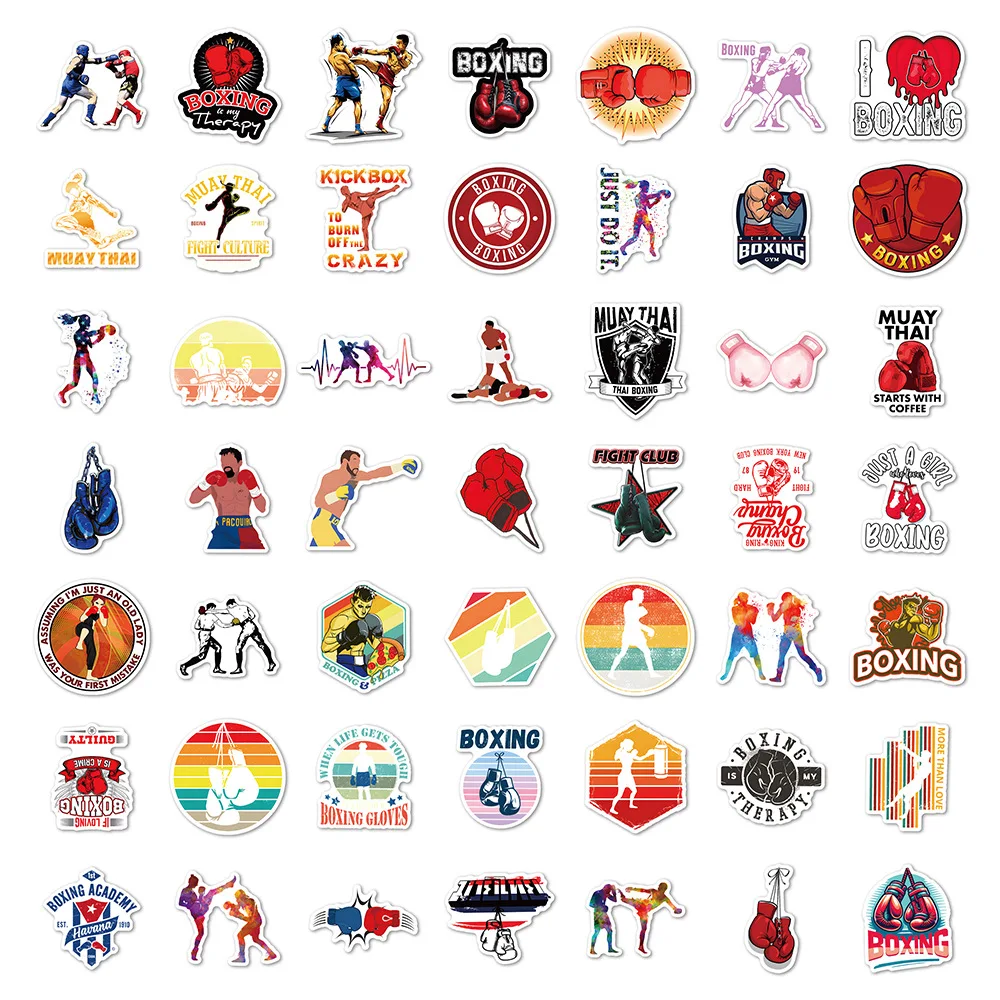 10/30/50pcs Boxing Cartoon Graffiti Sticker Fight Decoration Car Guitar Luggage Kids Toys Phone Laptop Decal Decor Sticker