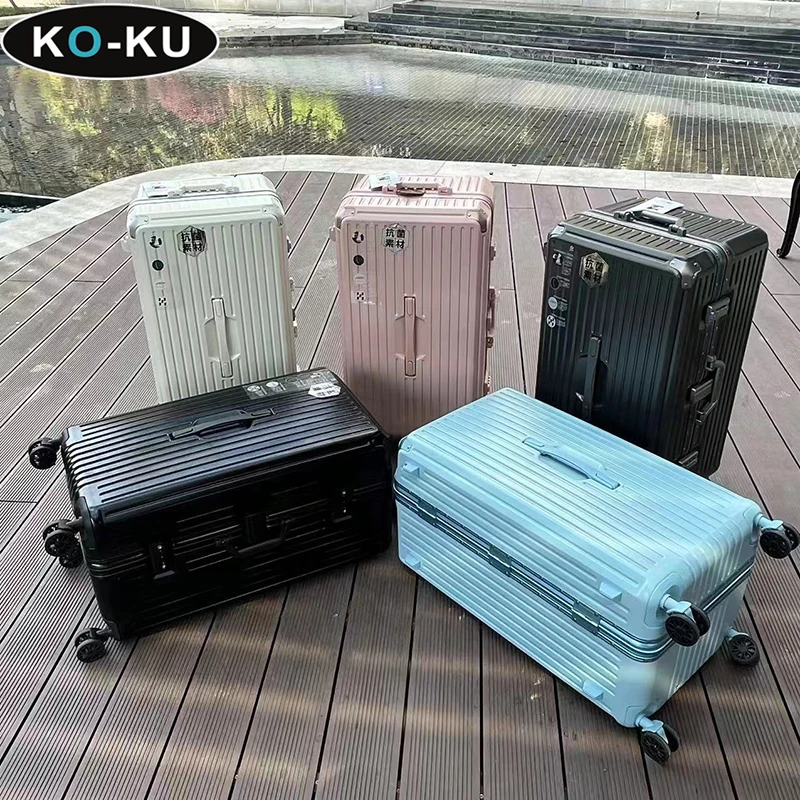 KO-KU Large Capacity Aluminium Frame Luggage Multifunctional Trolley Case 34/40 Inch Shock Absorption Brake Universal Wheel