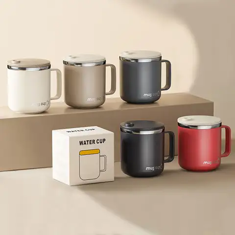 400ML Insulated Coffee Mug With Lid 304 Stainless Steel Double Wall Water Cup Sealed Milk Coffee Cup Student Adult Drinkware
