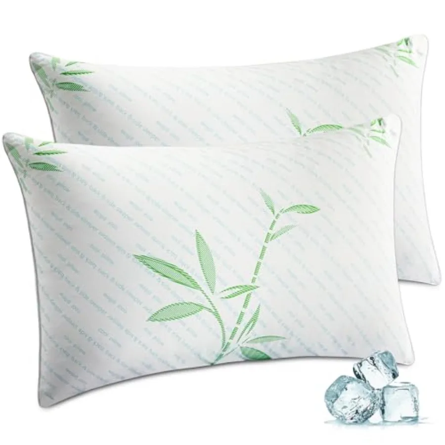 

AIAEL Bed Pillows Size Set of 2, Cooling Memory Foam Pillows for Sleeping, Hotel Quality Supportive Printed Pillow for Side Bac