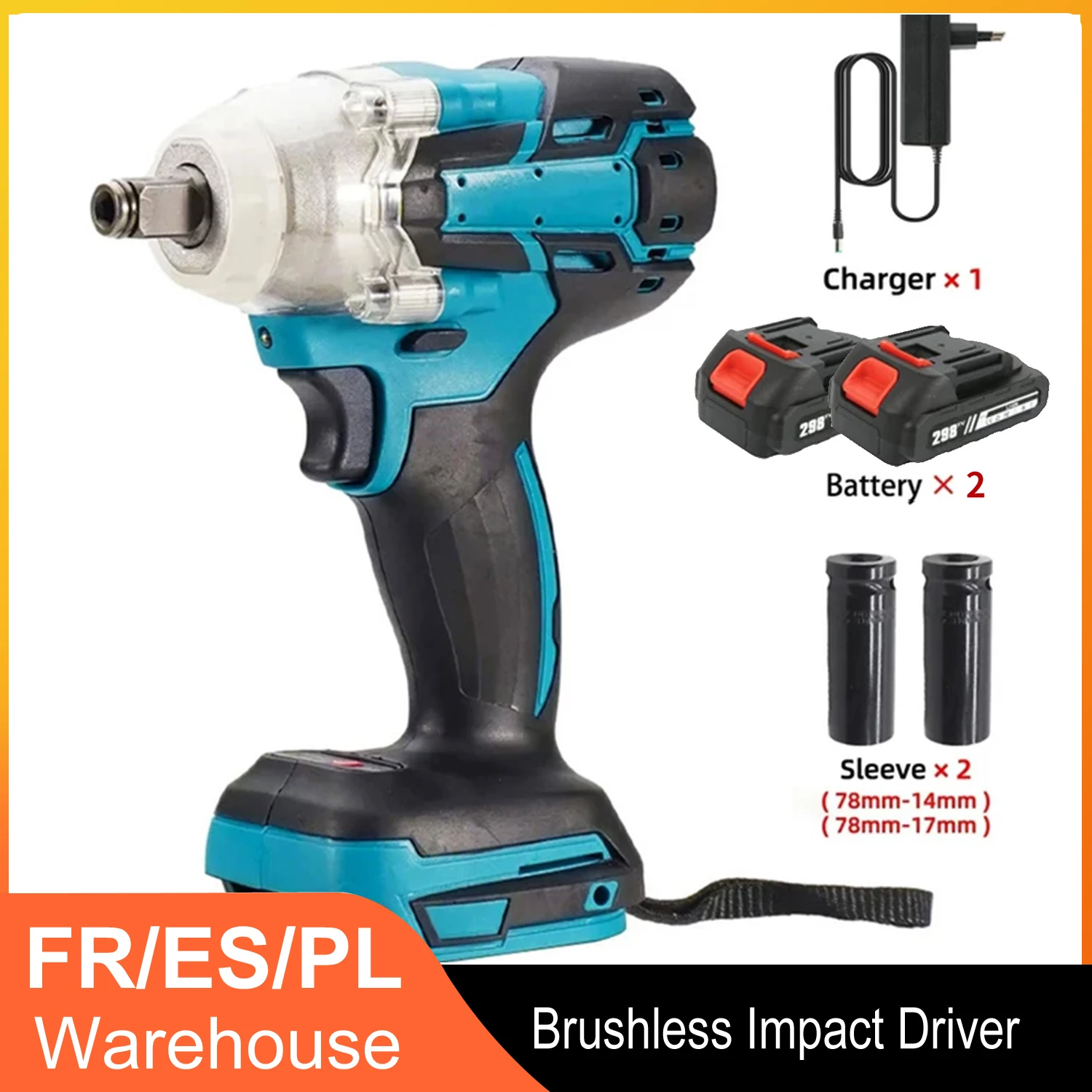 Kit de visseuse à chocs électrique sans fil, outil électrique rechargeable, clé à chocs sans balais, perceuse à main, outil électrique pour 18V