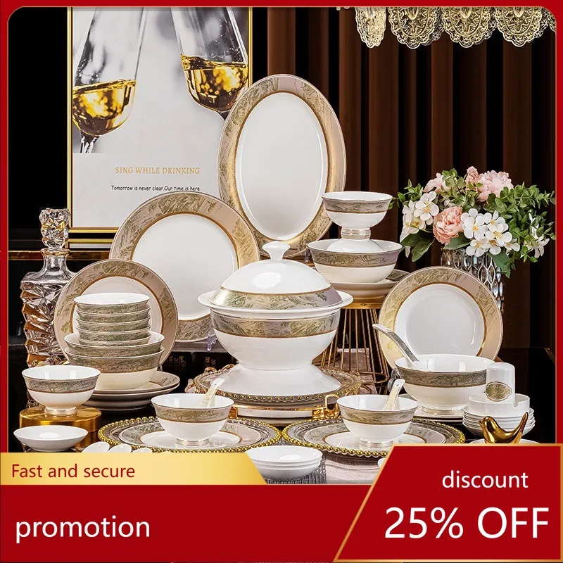 

HXL Bowl and Plate Set Jingdezhen Bone Porcelain Dinnerware Set