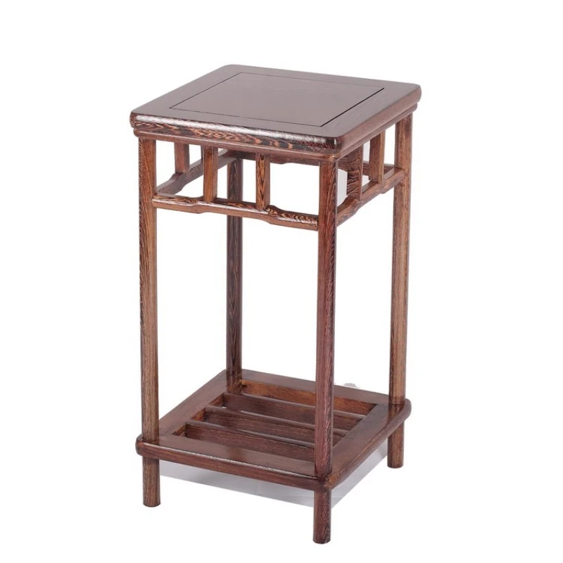 

New Chinese Style Square Flower Table, Chicken Wing Wood Ming-Style Stand, Vase High Foot Base, Entryway Buddha Display Table