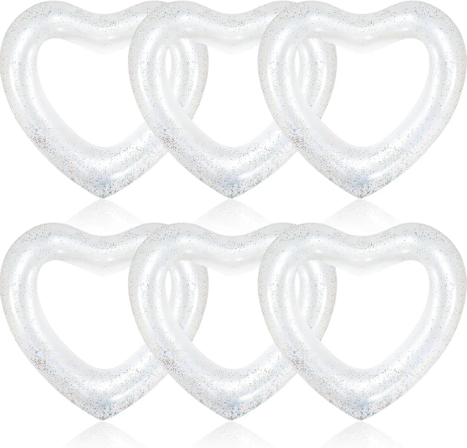 

6 Pcs Inflatable Heart Pool Floats 47.3 x 39.4 Inch Bachelorette Heart Shaped Loungers Tube Wedding Bride Float Summer Swimming