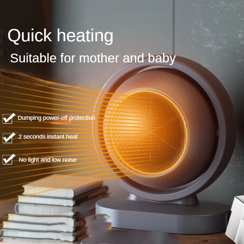 Calentador de ventilador eléctrico portátil para el hogar, escritorio, oficina, sala de estar, dormitorio, PTC, calefacción rápida de cerámica, enchufe europeo duradero