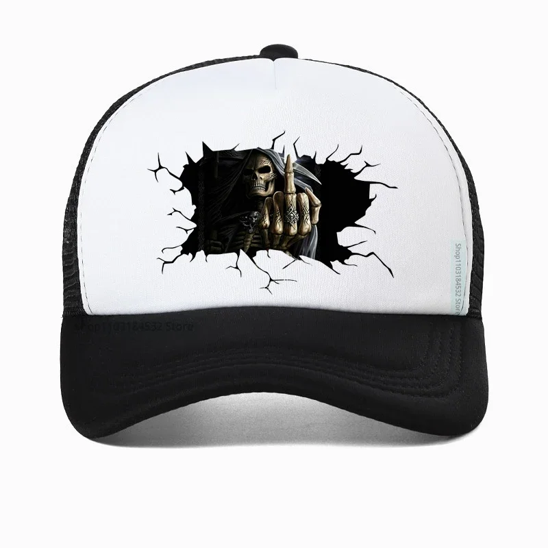 

Halloween Horror Skull Is Coming funny Baseball cap Cool Design Men Snapback hats Fashion Adjustable Mesh Breathable hats bone