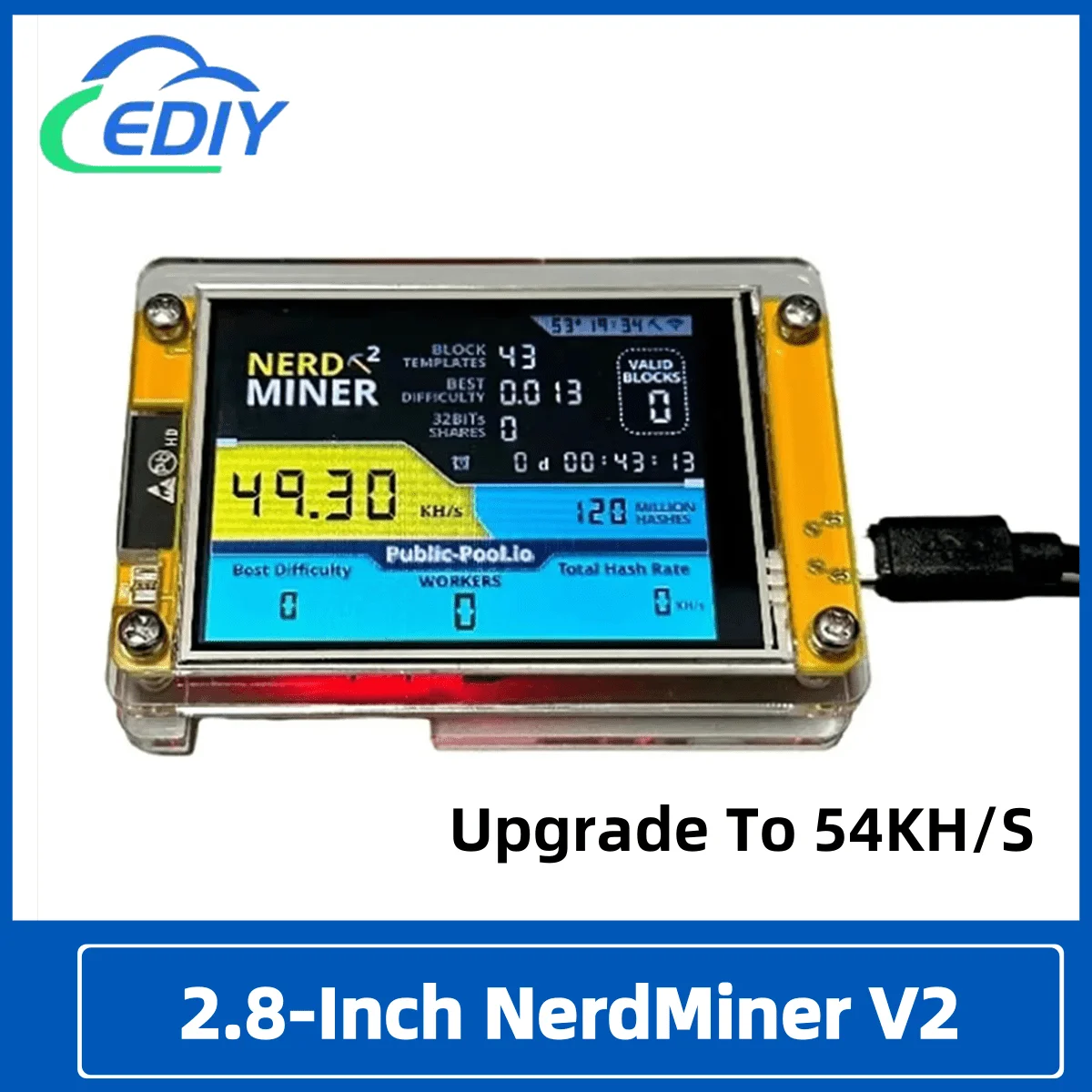 

Суперпредложения: Абсолютно новый Nerdminer V3 с 2,8-дюймовым экраном для соло-лотереи BTC, криптомайнер для биткойнов, машина для соло-майнинга