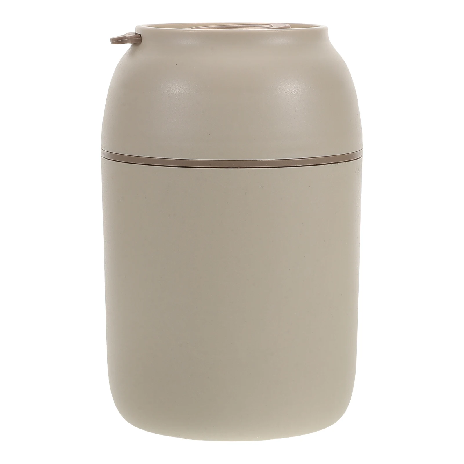 

Breakfast Cup Cereal Bowl Beige Handle Milk Oat Soup Container Microwave Travel Stainless Steel Mug Lid Spoon Portable Design