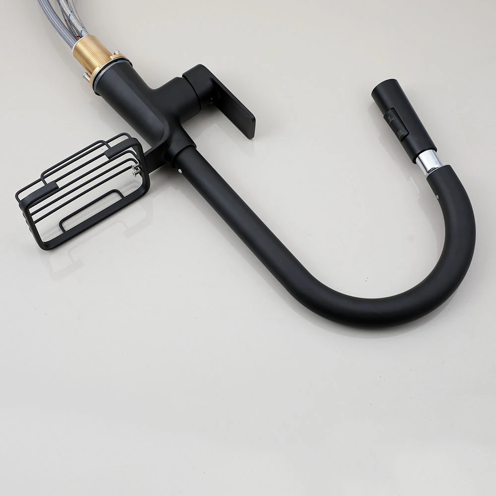 YANKSMART Pull Out Kitchen Faucet Basin Sink Deck Mount 360 Rotating Faucets W/ Shelf Rotatable Mixer Water Taps 2 Outlet Modes