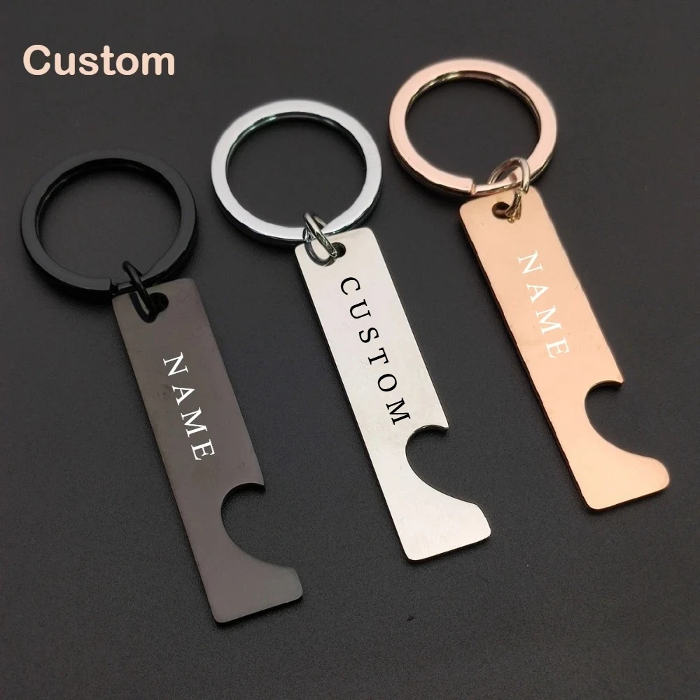 Stainless Steel Polished Rectangular Heart-shaped Keychain DIY Couple Pendant Long Hanging Tag Engraved and Customized Gift