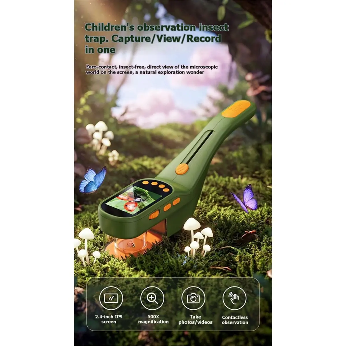 update. 2.4inch High-Definition Digital Children'S Insect-Catching Microscope with Screen,Insect Catcher with Magnifying Fly