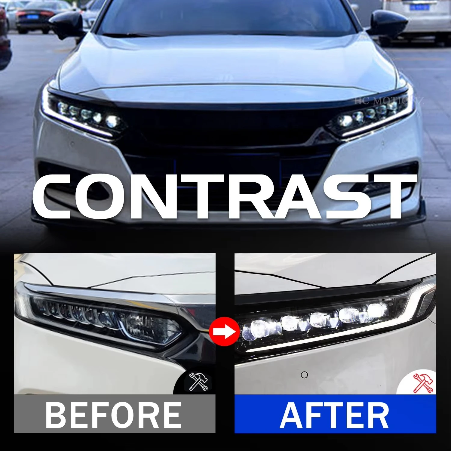 HCMOTIONZ Auto Parts Full Light Emitting Diode Headlight 10th Generation 2018-  Accord 2021 Plug and Play Headlight Assembl
