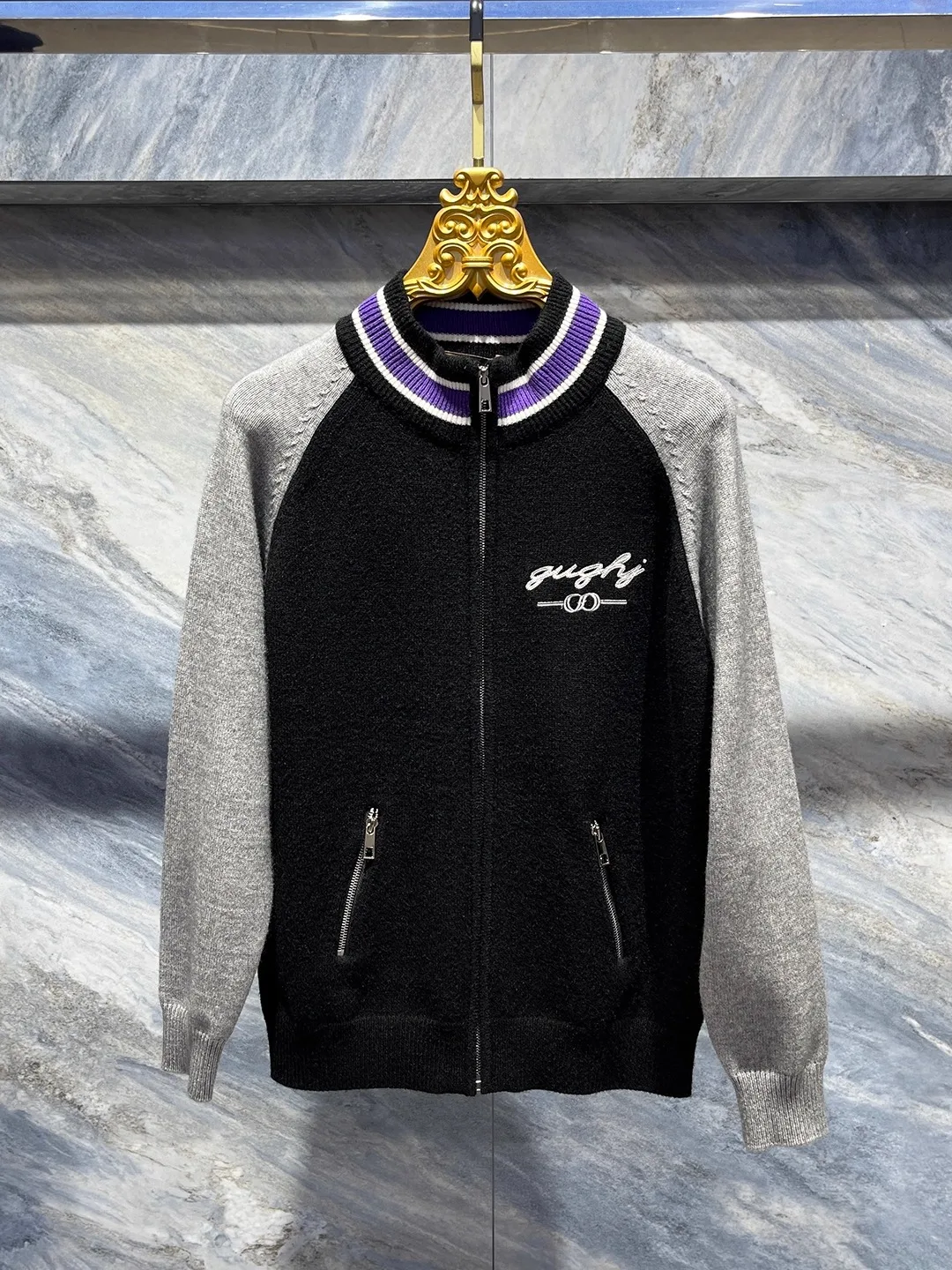 

Men's Faion Slim Fit Embroidered Letter Woolen Sweater Cardigan Thiened Autumn Winter Casual Sle Zipper Closure Coat