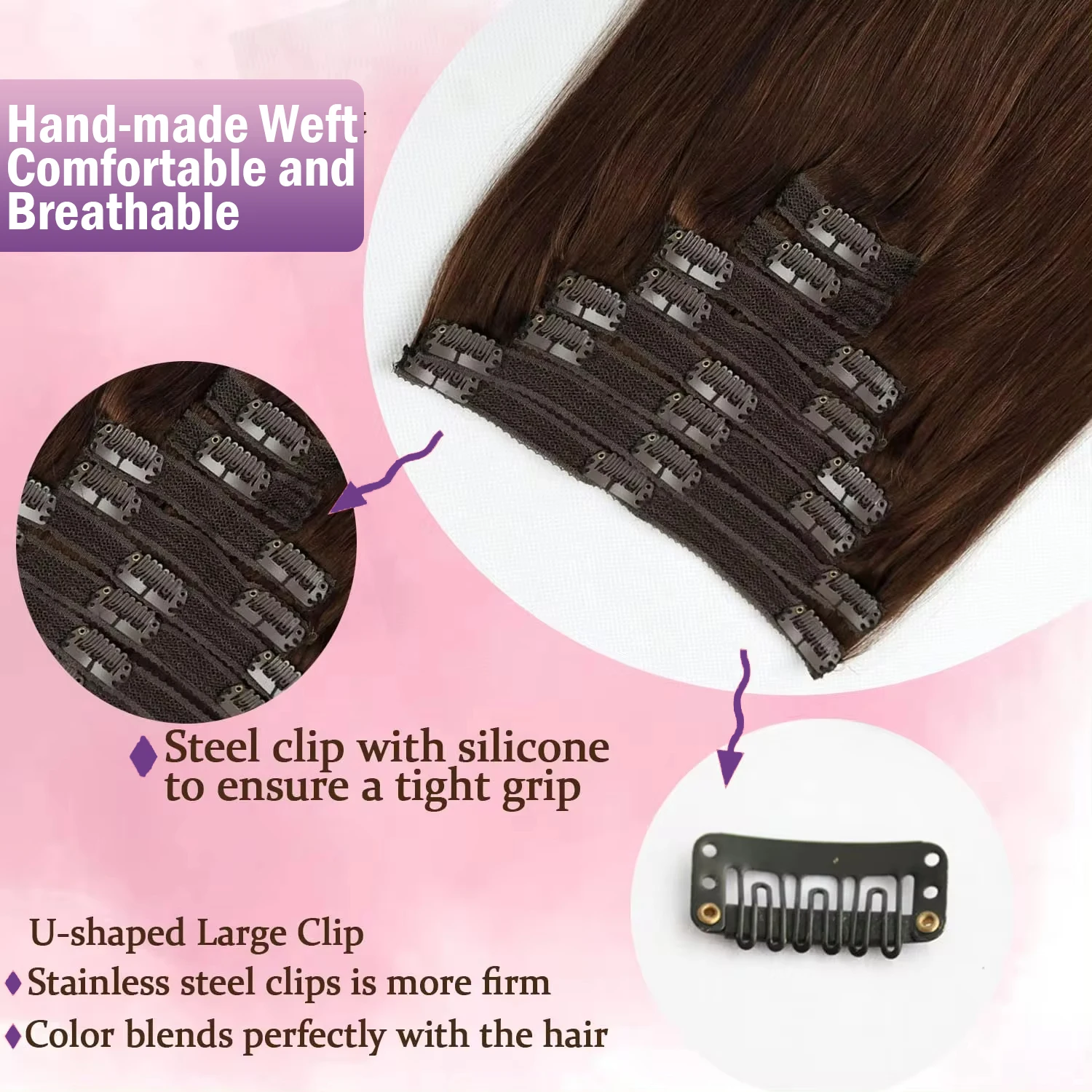 Clip In Extensions Chocoladebruin #4 Remy Human Hair Extensions Recht 8 Stuks Clips 100G 240G Per Verpakking Vol Hoofd Voor Vrouwen