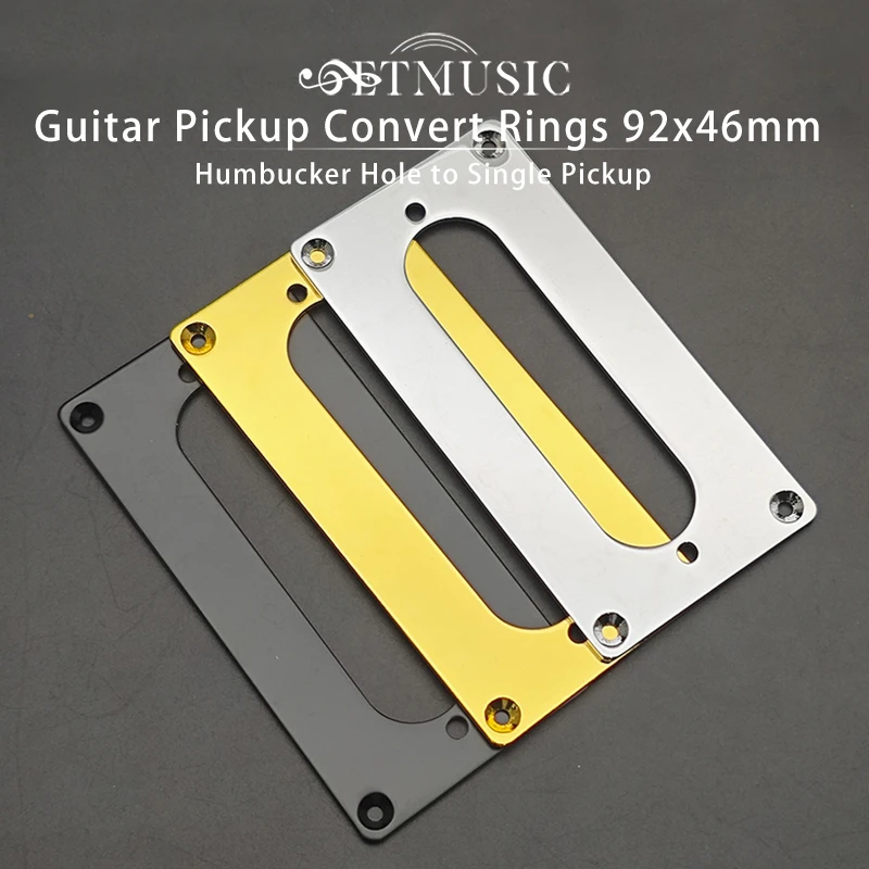10Pcs Pickup Convert Rings 92x46mm Humbucker Hole to Single Pickup Metal Frames Inner-70x18mm Black/Gold/Chrome