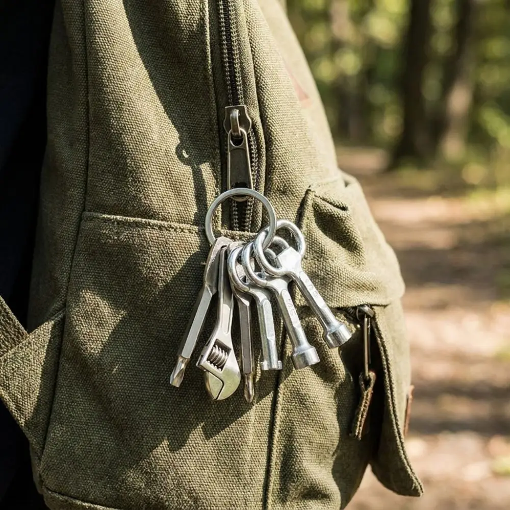 Simple Portable Wrench Keychain Metal Miniature Wrench Pendant Keyring Multi-Function Mini Screwdriver Gift Giving