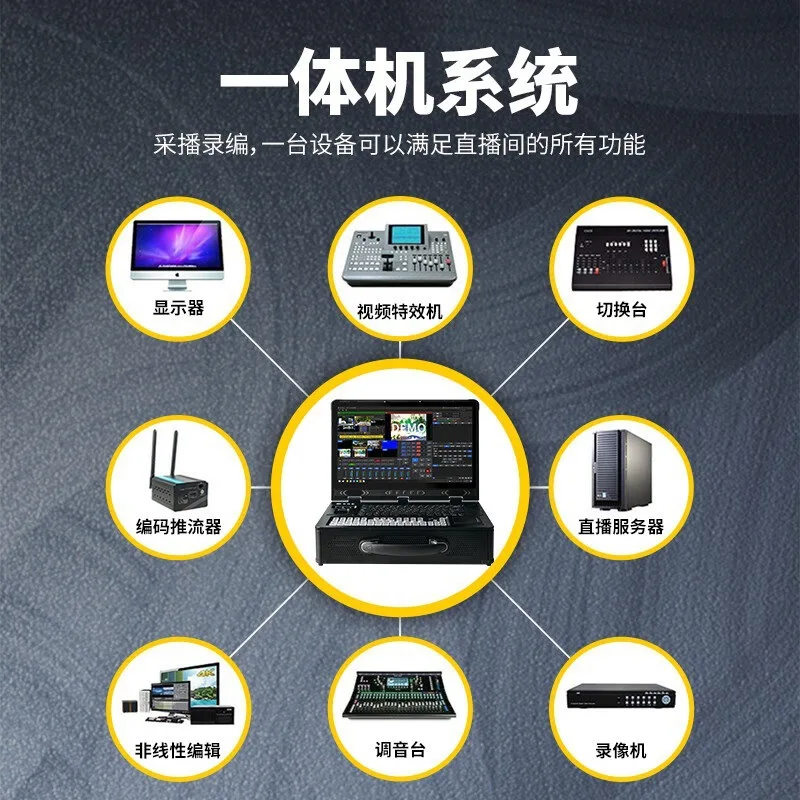 Live broadcast recording and broadcasting all-in-one switcher 4-channel/8-channel high-definition