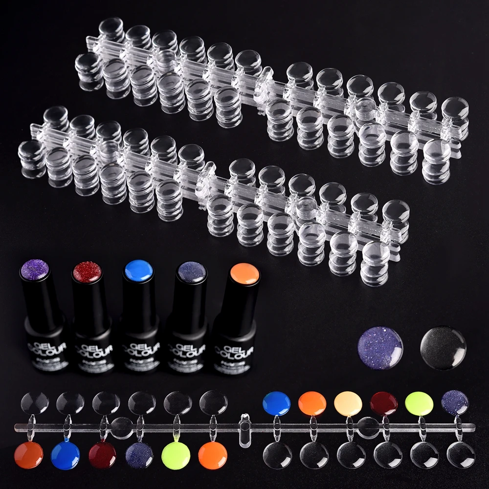 120Pcs Nail Art Display Swatch UV Gel Nail Tips Nail Plate Template Plate Sector Shape Palette Manicure Accessories Tools