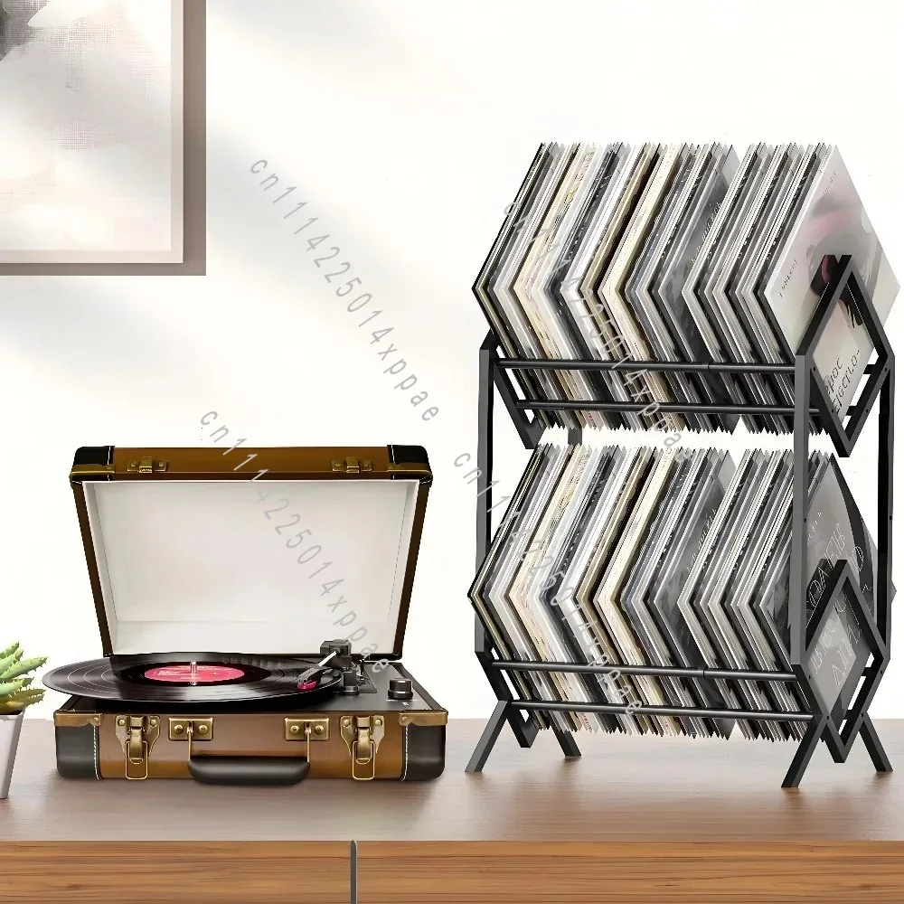 Book Magazine Organizer CD Display Vinyl Record Storage Rack 2 Tier Metal LP Holder Stand Album Shelf view 5