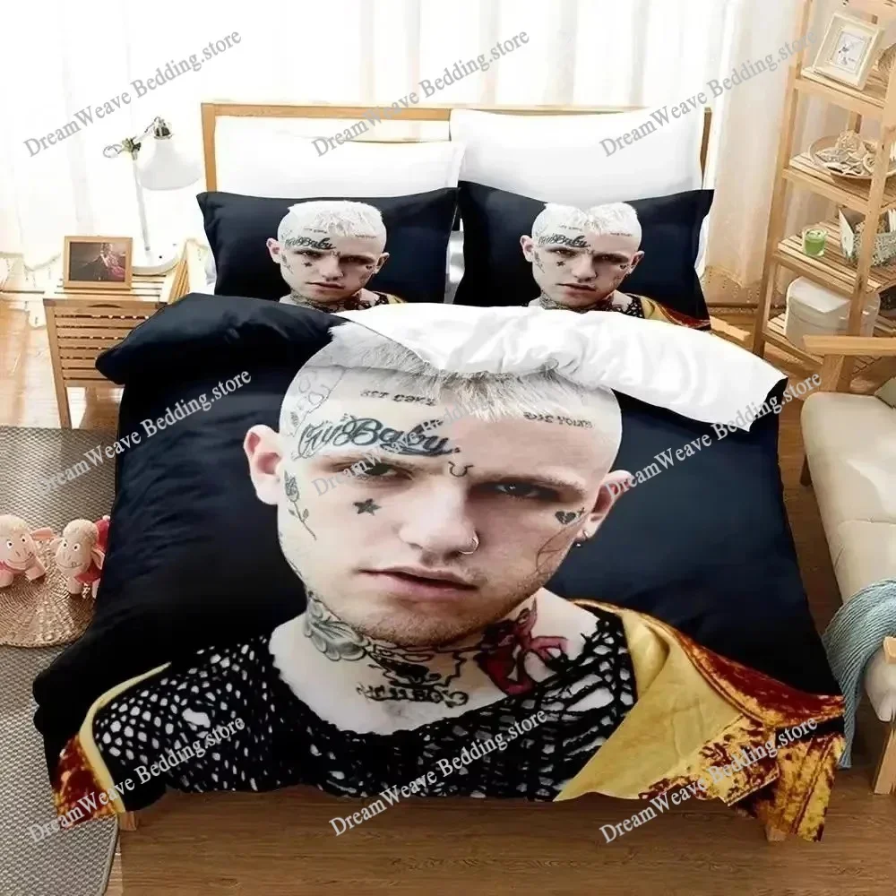 3D Print Rapper Lil Peep Bedding Set Duvet Cover Bed Set Quilt Cover Pillowcase Comforter King Queen Size Boys Adult Bedding Set