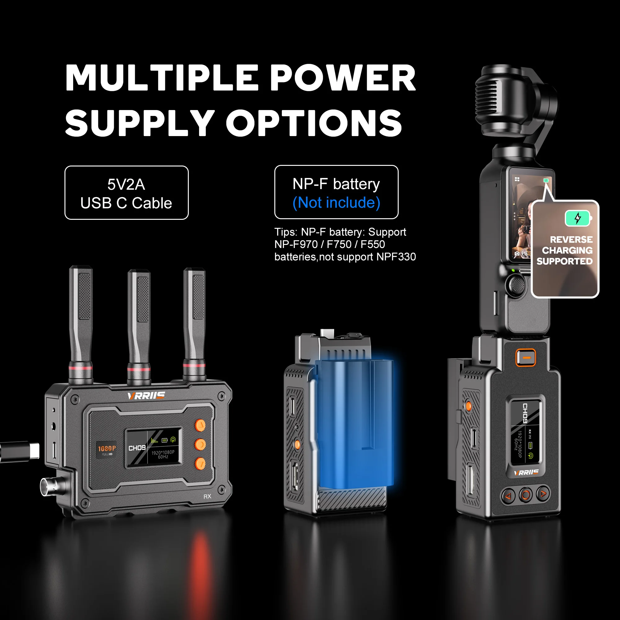 Wireless SDI HDMI Video Transmitter Receiver Video Transmission System 1640ft 50ms Lat  for DJI Osmo Pocket3 Camera PC TV Laptop