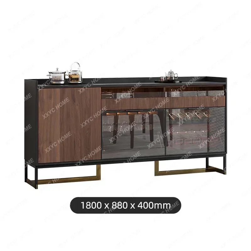 

rock slab dining side cabinet, tea cabinet against the wall, living room, modern simple light luxury home glass door