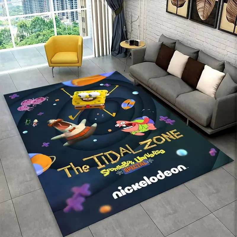 Cute S-SpongeBob Cartoon Non-Slip Area Rug for Living Room,Bedroom,Playroom,Soft Carpet Floor Mat Home Decor Rug  Room Gift