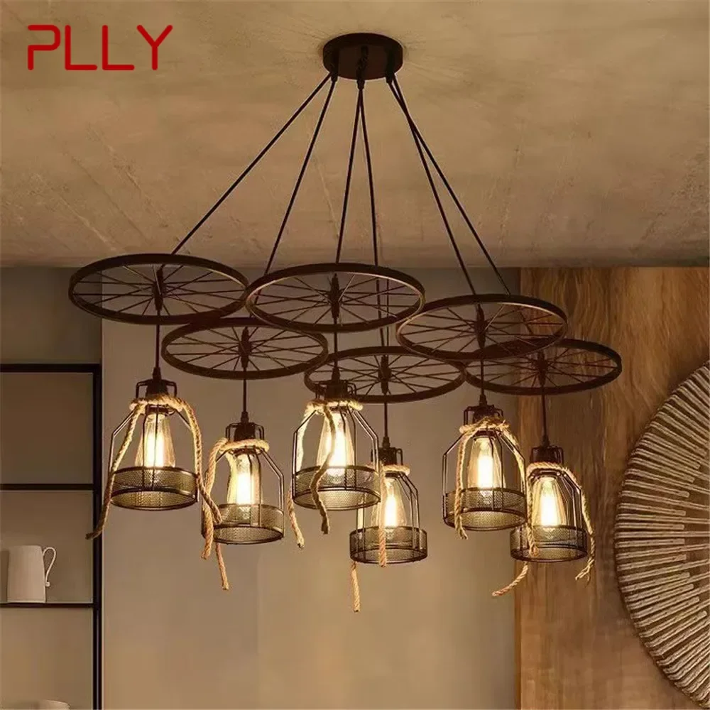 PLLY American Retro Pendent Lamp Industrial Wind Living Room Restaurant Loft Clothing Store Cafe Bar Box Homestay Chandelier