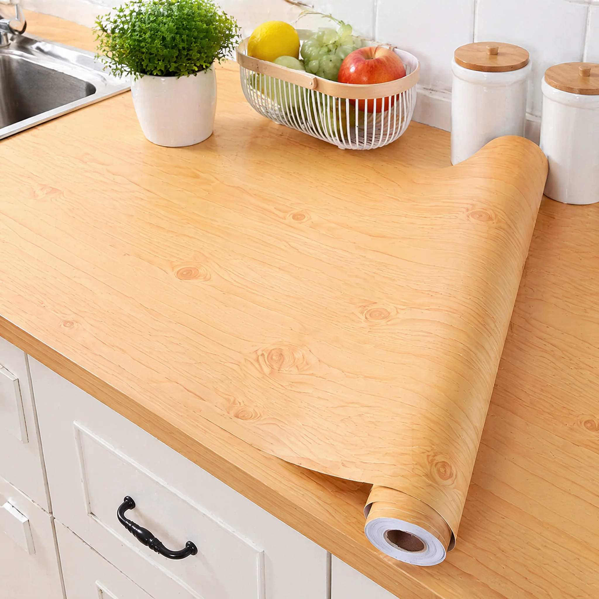 55cm Wide Wood Grain Peel And Stick Waterproof Removable Self Adhesive Vinyl Contact Paper Wardrobe Table Cabinet Bedroom Decor5