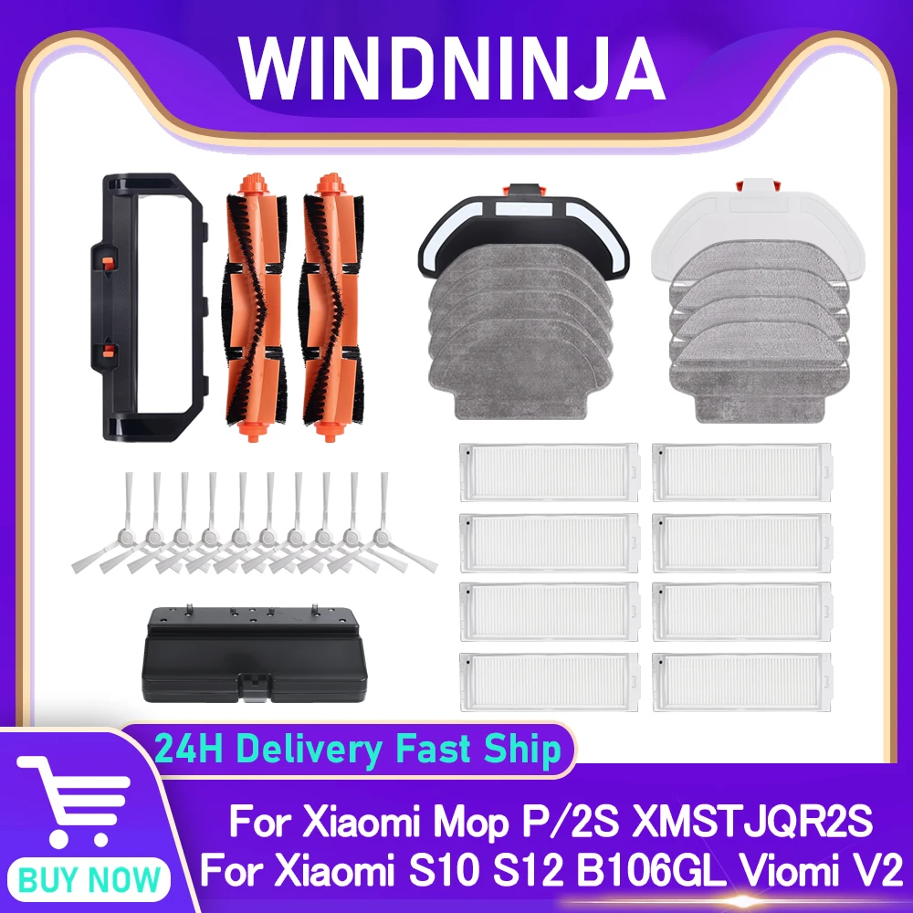For Xiaomi Robot Vacuum S10 S12 B106GL / Mop 2S XMSTJQR2S Viomi V2 V3 Replacement Main Side Brush Filter Cloth Parts Accessories