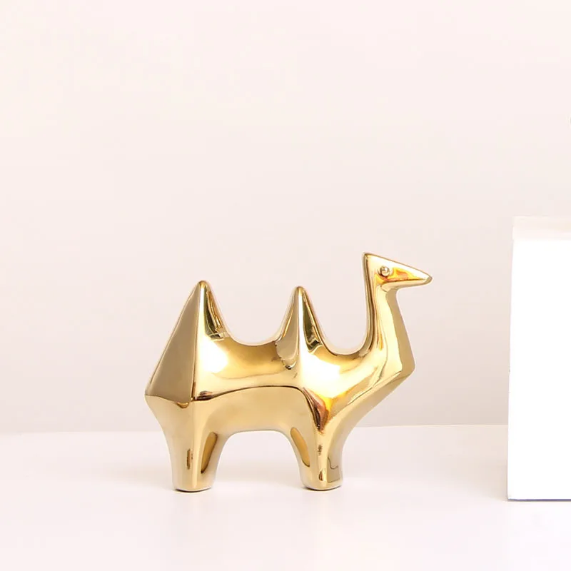 Creative Golden Ceramic Camel Ornament Home Decor Living Room TV Wine Cabinet Desktop Decor