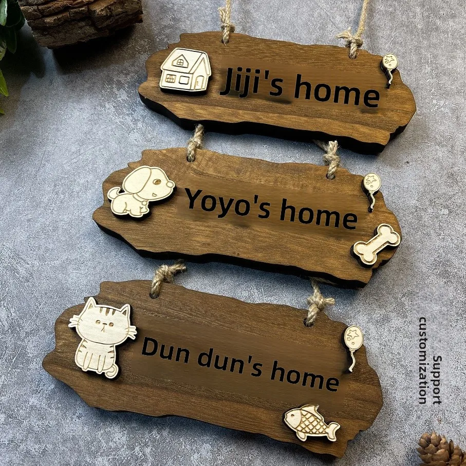 Solid wood listing Customized dog cat supplies Pet kennel pendant Wooden sign Dog kennel decoration Door sign