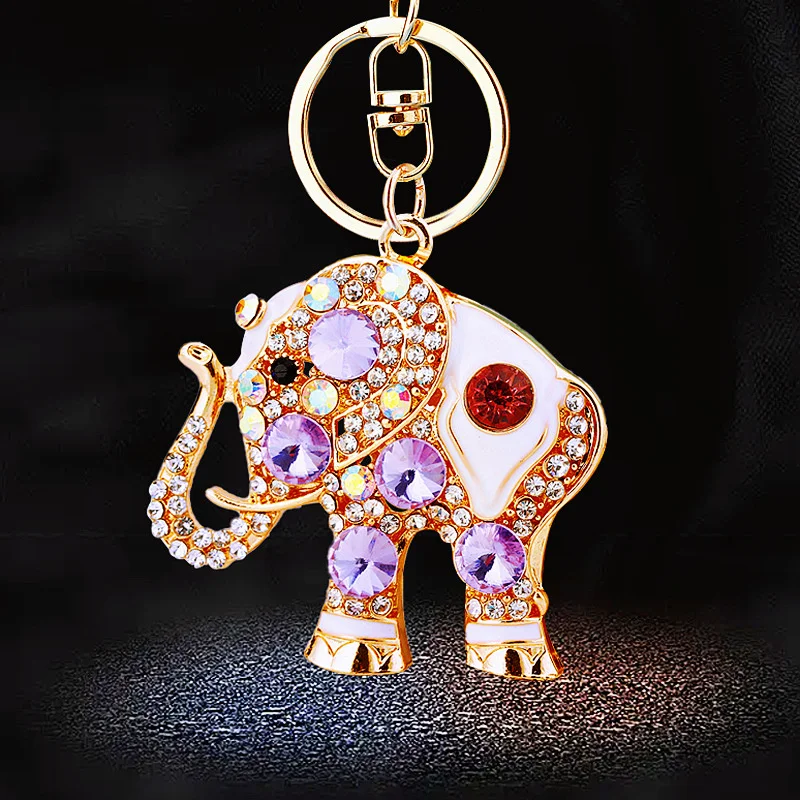 Bling Rhinestone Cute Elephant Keychain Key Ring Handbag Charm Pendant Gift Key Chain Handbag Pendant Car Ring Charm Jewelry
