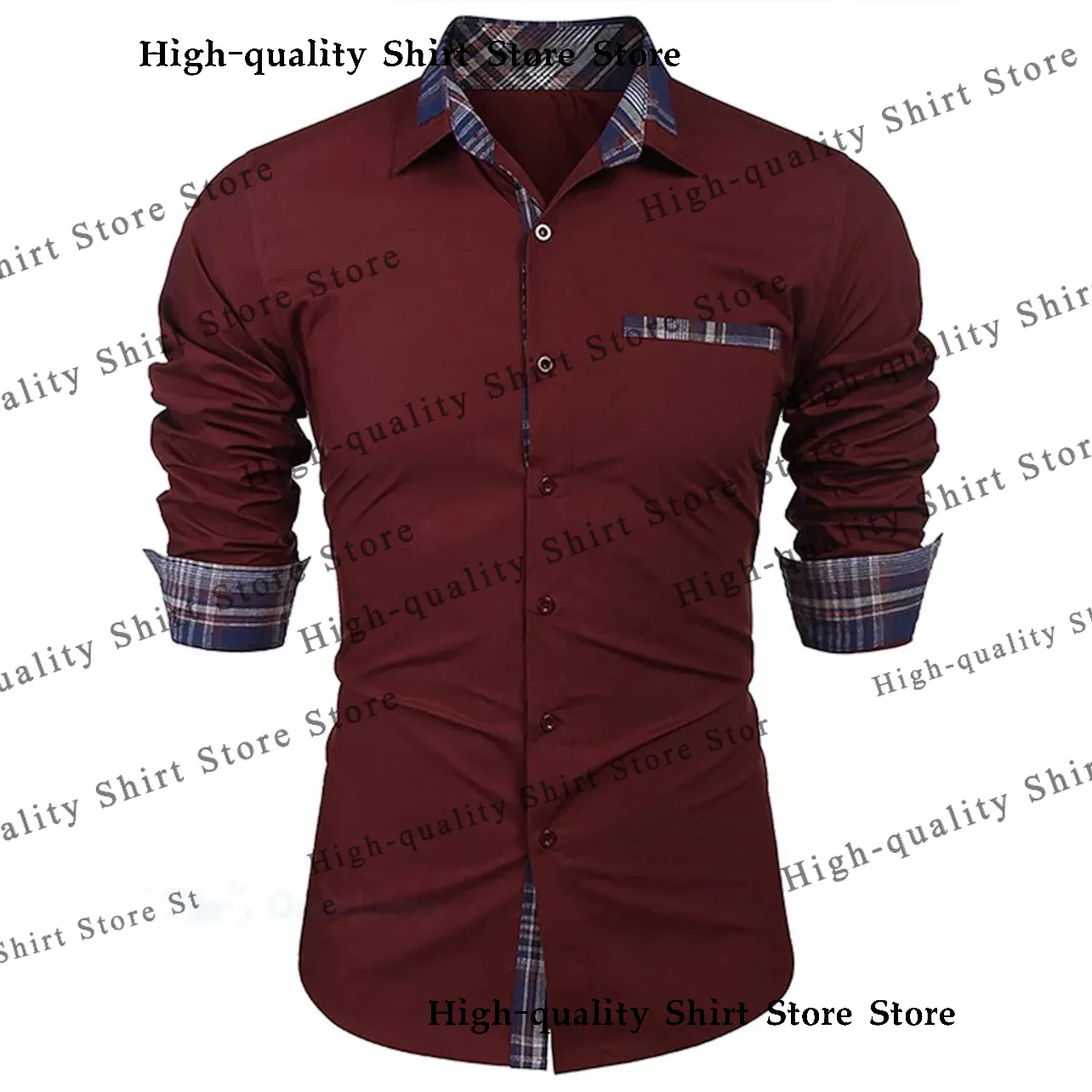 Formal men\'s shirt, casual and comfortable top, button up long sleeved shirt, front pocket 14 color men\'s clothing XS-6XL