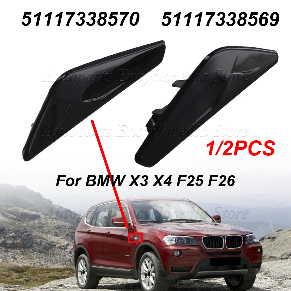 For BMW X3 X4 F25 F26 51117338569 51117338570 Front Left Right Black Fender Panel Side Marker Finisher Glossy Trim