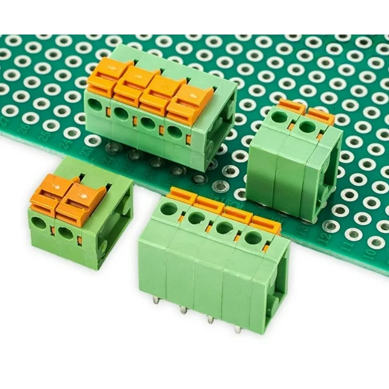 20Pcs KF142V-5.08mm Spring type screw-free pressing terminal block 142R-2P-12P straight foot looper