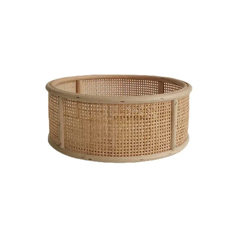 Custom round rattan basket storage storage rattan basket Bo white hand-woven rattan basket