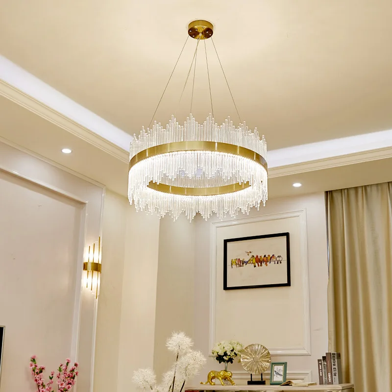 Luster Modern Luxury Crystal Pendant Chandelier Remote Control Dimming Living Dinning Room Hangging Indoor Decor Led Lighting