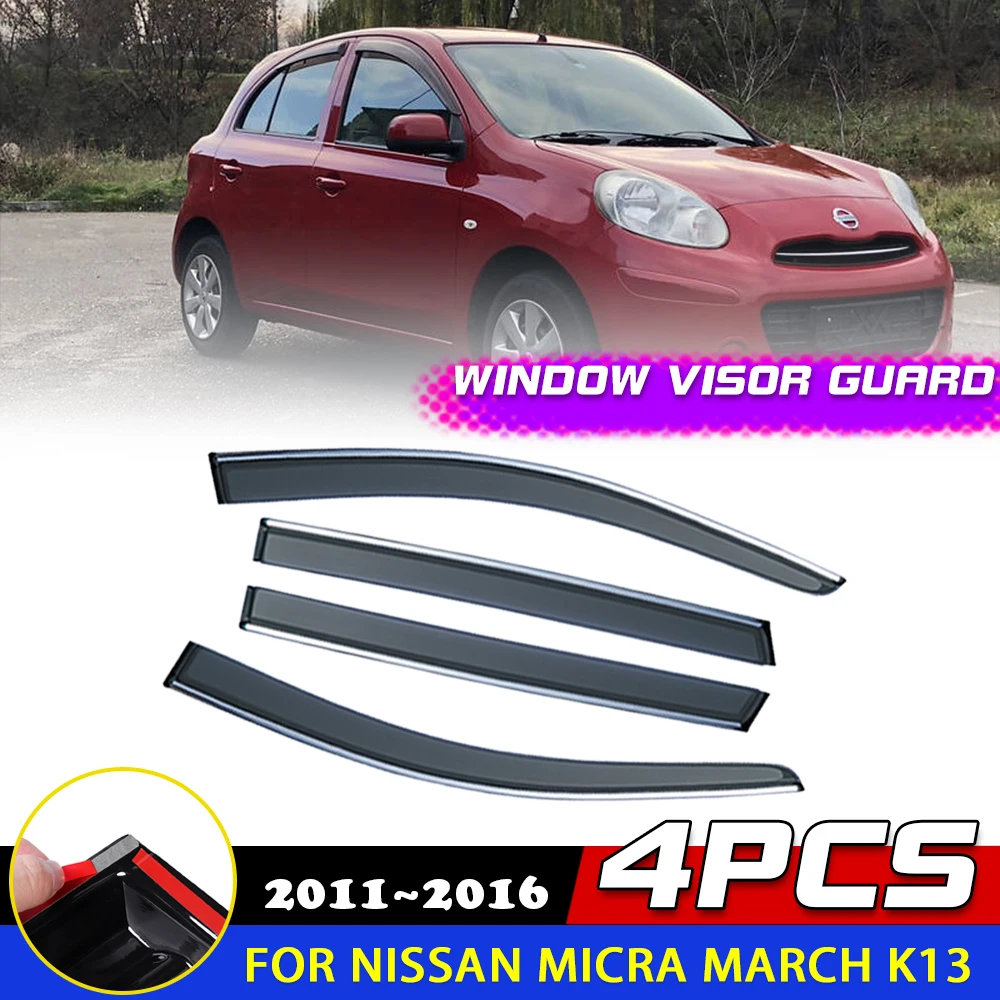 

Car Windows Visor for Nissan Micra March K13 2011~2016 Smoke Guard Cover Door Vent Deflector Awnings Sun Rain Eyebrow Accessorie