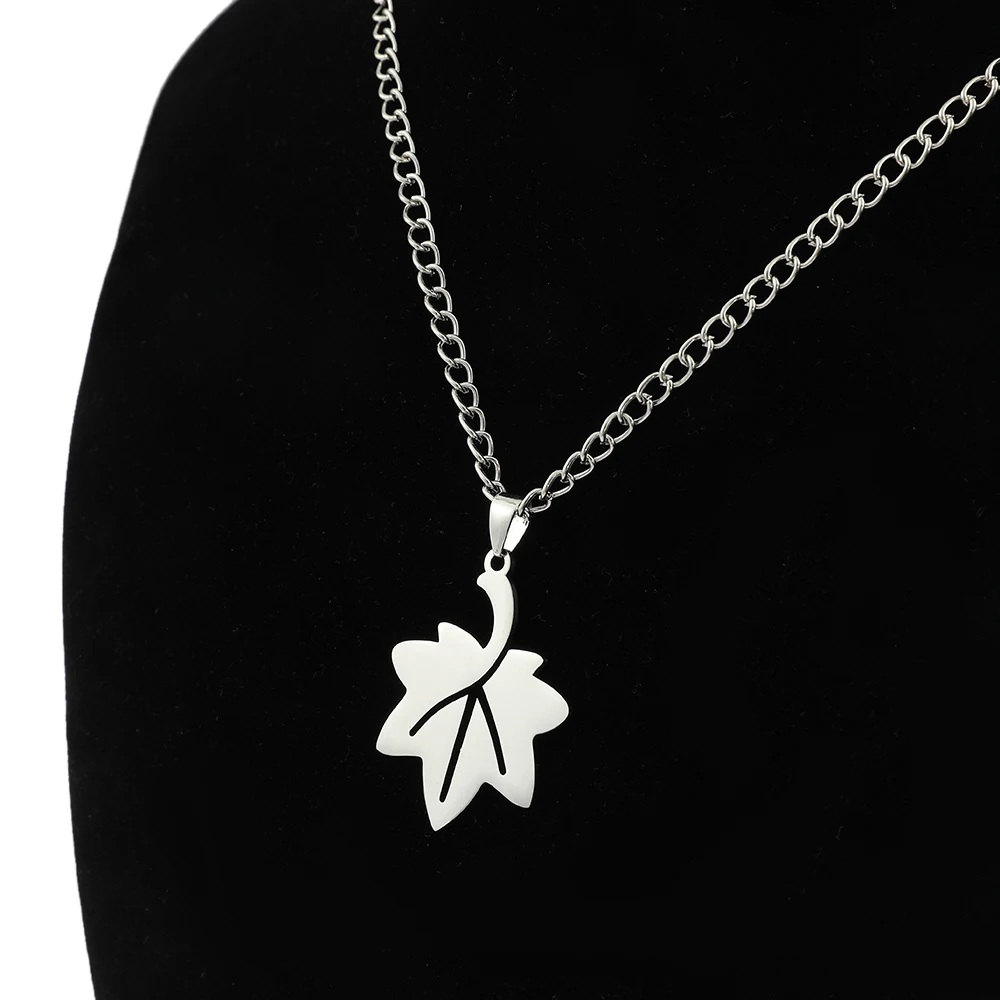 Wholesale 8 Style Genshin Impact Stainless Steel Metal Pendant Necklace Personality Fashion Maple Leaf Modeling Charm Neck Chain