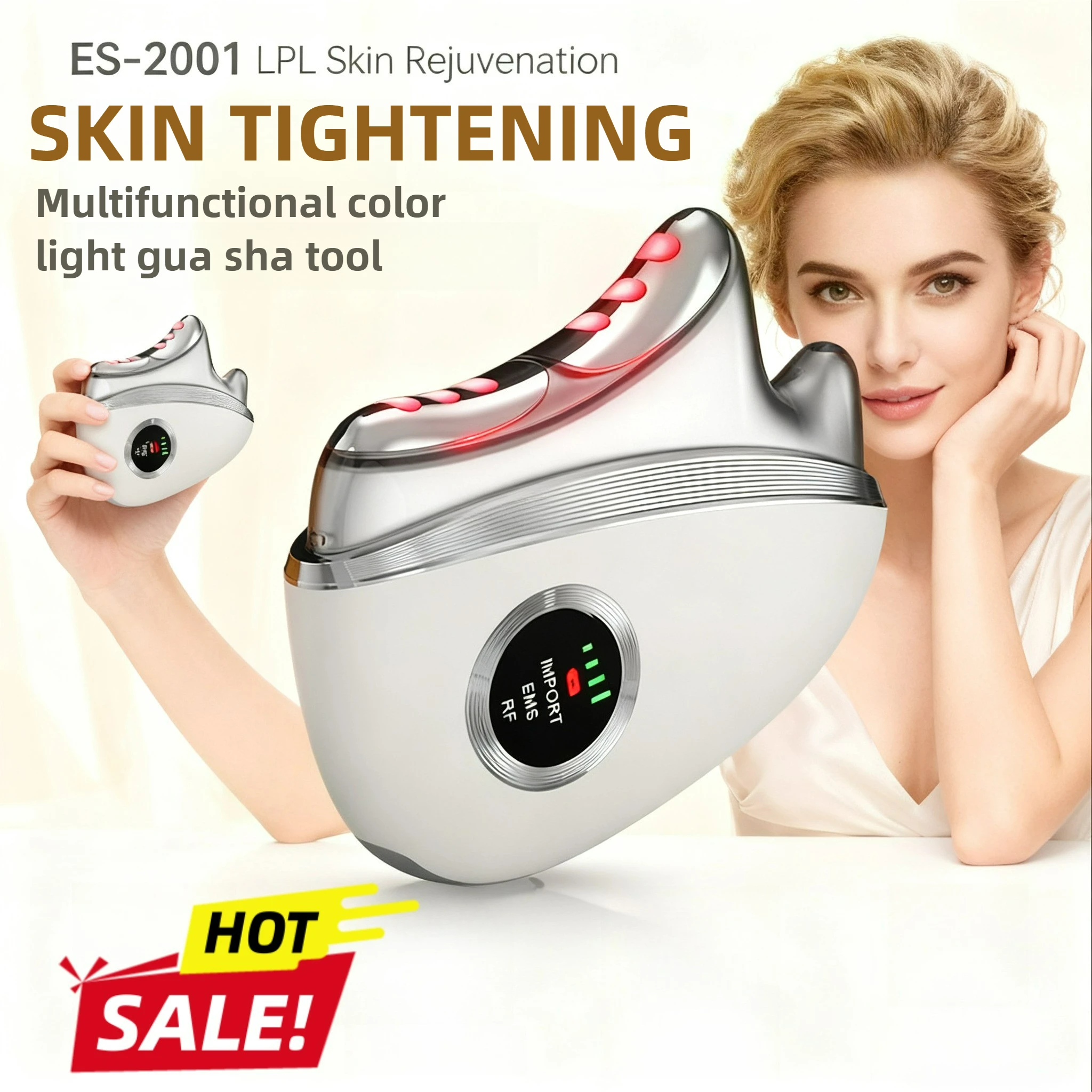 جهاز غوا شا الكهربائي المحمول مدلك الوجه مكركرنت لتجديد شباب البشرة ورفع الوجه للاستخدام المنزلي لوحة كشط بيانشي #1